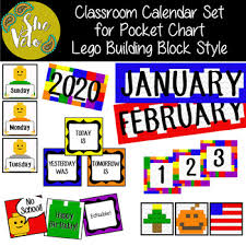 Classroom Calendar Set For Pocket Chart Lego Style Editable