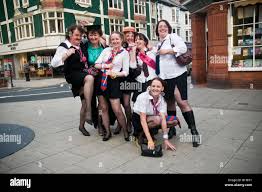 group of women in fancy dress as naughty schoolgirls on a hen night party  in Aberystwyth Wales UK Stock Photo - Alamy