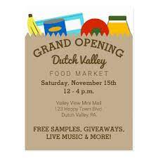 Grocery Store Food Market Grand Opening Postcard Zazzle Com Grocery Store Foods Food Store Food Market