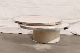 The small mod rotatable coffee table offers a clear late 60's vibe to any room it is placed in. Mid Century Round Rotating Glass Coffee Table In The Style Of Rougier At 1stdibs