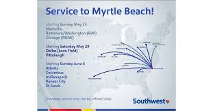 The air travel (bird fly) shortest distance between south carolina and illinois is 1,049 km= 652 miles. Book Today Southwest Airlines Takes Off For Myrtle Beach S C Beginning May 23 Fares As Low As 69 One Way And Golf Bags Fly Free