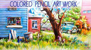 Signup for free weekly drawing tutorials. Learn A Landscape Drawing And Shading With Color Pencils Little Speed Drawing Youtube