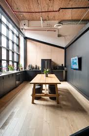 Spacious Kitchen Of The Office With Dark And Dashing Style Spacious Kitchens Communal Kitchen Kitchen Design