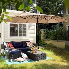 Maybe you would like to learn more about one of these? Buy Phi Villa 15ft Patio Umbrella Double Sided Outdoor Market Extra Large Umbrella With Crank Umbrella Base Included Beige Online In Guatemala B07vjgbvw6
