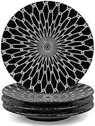 Black And White Dinner Plates Amazon Com Marstrace 8 25 Creative Porcelain Dinner Plates Stripe Ceramic Plate For Dessert Salad Or Pasta 4 Piece Mi In 2020 Ceramic Plates Plates Dessert Salads