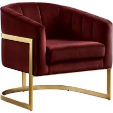 Aristoteles Barrel Chair Fabric Burgundy In 2020 Barrel Chair Chair Fabric Accent Chairs