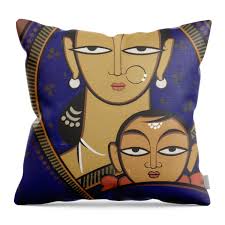 Madonna and Child Throw Pillow by Jamini Roy