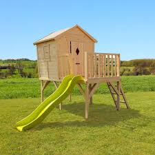 En option, notre nouveau toboggan. Cabane Enfant Bois Sur Pilotis Avec Toboggan Pauline Dimension De La Palette H 40 X L 190 X L 105 Cm Gamm Vert