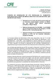 Cfemx On Twitter Boletin Fuentes De Generacion De Cfe Respaldan El Suministro Electrico En El Norte Del Pais Ante Falta De Gas Natural Que Se Importa De Texas Https T Co Hdqpf3br5w Https T Co Yxml4dpy3x