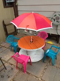 Upcycle Old Wire Spool Into A Kids Table Cable Spool Tables Diy Cable Spool Table Wooden Cable Spools