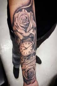 If you want to make a tattoo, look how it looks from other people! 49 Ideas Tattoo Rose Clock Design Cool Arm Tattoos Rose Tattoos For Men Arm Tattoos For Guys