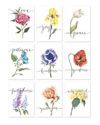 Birth Flowers For Each Month Floral Fruit Of The Spirit Print Set In 2020 Fruit Of The Spirit Birth Flower Tattoos Spirit Tattoo