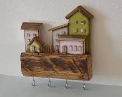 Wooden Key Organizer Wooden Key Hooks Custom Key Holder Driftwood House Jewellery Organizer Entryway Organizer Wooden Wall Key Rack Wooden Key Holder Wall Key Holder Small Wooden House
