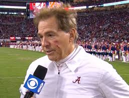 You should see the other guy 🥊 Coach Saban with a battle scar