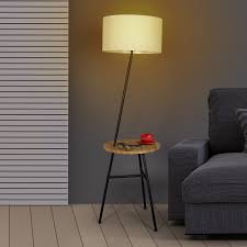 أباجورة انارة أرضية بطاولة صغيرة موديل لايتينق قاعدة حديدية وغطاء كتان مواسم متجر الأثاث المنزلي والمكتبي العصري