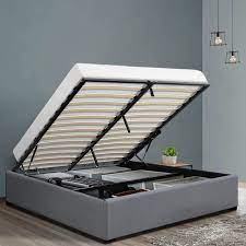 I want the bed frame to have built in storage (drawers) so that a separate dresser isn't required, however the room layout requires the bed to be pushed up against one wall so i can only add drawers to one side. Queen Bed Frame Artiss Bed Frame With Gas Lift Storage Fabric Upholstered Platform Bed Base Grey Amazon Com Au Kitchen