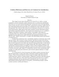 Pdf Evidence Disclosure And Discovery In Common Law Jurisdictions