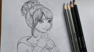 Image of chikafujiwarafanart instagram posts photos and videos. Cartoon Girl Pencil Sketch How To Draw Anime Girl Drawing Hair Drawing Ll Step By Step Youtube