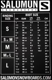 salomon snowboard binding size chart snowboard binding