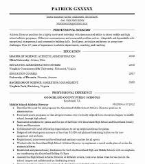 middle school athletic director resume