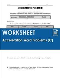 Worksheet Acceleration Word Problems Part 3 Word Problems Acceleration Words