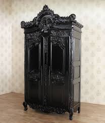 Distressed Black French Rococo 2 Door Armoire Wardrobe Wardrobe Armoire Baroque Furniture Antique Wardrobe