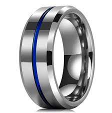 Stunning Tbl Blue Ionic Tungsten Ring Tungsten Carbide Wedding Bands Engagement Rings For Men Engagement Ring Wedding Band