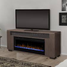 Media console infrared electric fireplace in warm brown with espresso top bring family and friends together with the bring family and friends together with the 63 in. Haley Electric Fireplace Media Console In Rift Grey By Dimplex