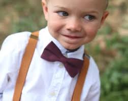 Marsala Bow Tie & Leather Suspenders--perfect for Boys Wine Bow Tie, Infant  Andtoddler Suspenders,ring Bearer Outfit, Marsala Wedding Outfit
