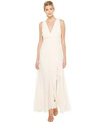 authentique badgley mischka v neck draped gown with slit