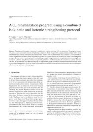 Pdf Acl Rehabilitation Program Using A Combined Isokinetic And Isotonic Strengthening Protocol