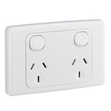 Single outlet switch with power switch converts a standard wall outlet into a plug in switch with a power button; White Electric Clipsal 2000 Series Twin Switch Socket Outlet 250v 15a