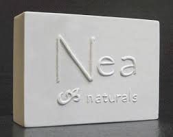 Nea Naturals Soap Bar Plaster Prototype Rectangle Shape 3 5 X 2 5 X 1 Tick Straight Corners Slight Rounded Surface Edge Raised Company Logo Artwork Lett
