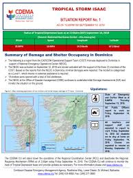 The coop outlines steps and actions necessary to resume essential academic, business and physical services. Cdema Situation Report 1 Tropical Storm Isaac As Of 12 00pm Ast On September 14 2018 Dominica Reliefweb