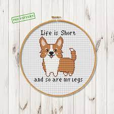 Hybrid of elk and dog product no: Life Is Short Cross Stitch Pattern Gift For Dog Lovers Woodland Nursery For Playroom De Elephant Cross Stitch Funny Cross Stitch Patterns Cross Stitch Patterns