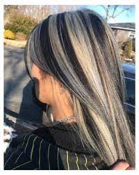 Chunky Hair Streaks Black And White Hair Highlights Blackandwhitehairhighlights Hair Color Streaks Hair Streaks Hair Styles