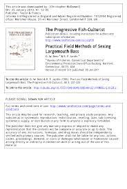 PDF) Practical Field Methods of Sexing Largemouth Bass