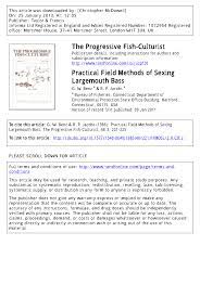 PDF) Practical Field Methods of Sexing Largemouth Bass