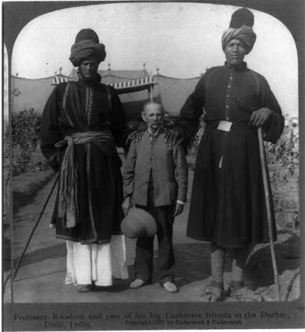 Circa early 1860's. India, Delhi. 'Rajpoots.' 'The group photograph shows a party of Chohan soldiers armed in the native manner. The figure on the right has a broad shield at his back,