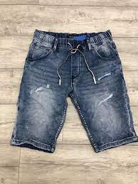 Мъжки къси дънки с ластик на талията - 7578 - сини - Alis.bg - Fashio
