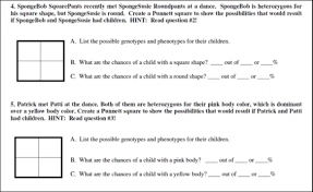 On the board that changes colors, spongebob's face replaces the name spongebob squarepants; Week 5 Punnet Squares And Meiosis Atterberg S Science Website