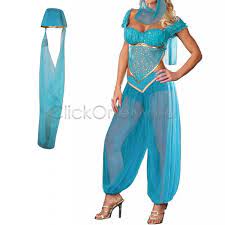 Mon Blue Jasmine Genie Belly Women Dancer Arabian Nights Fancy Dress Costume Fancy Dress Costumes Belly Dancer Fancy Dress Princess Jasmine Costume