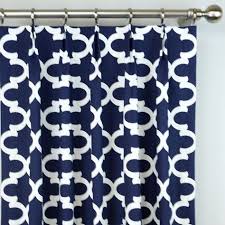 Pair Of Rod Pocket Curtains In Navy Blue And White Fynn
