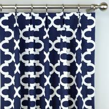 pair of rod pocket curtains in navy blue and white fynn