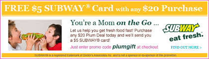 We did not find results for: Free 5 Subway Gift Card Offer From Plum District Coupons 4 Utah