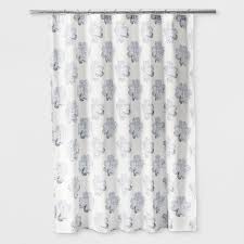 Lush decor, blue & white linen button shower curtain add a fun energy to your bathroom with this delightful linen button shower curtain. Floral Shower Curtain Blue Threshold Target