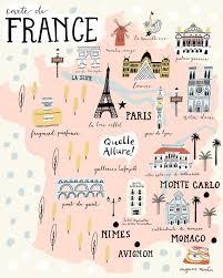 Map Of France Printable By Jecscottweddings On Etsy France Map Illustrated Map Paris Travel