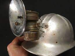 Vintage Antique Coal Miners Jackson Products Hard Hat W Butterfly Miners Lamp