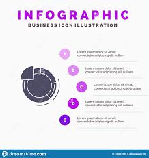 Graph Circle Pie Chart Solid Icon Infographics 5 Steps