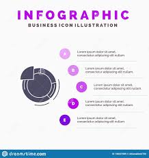 graph circle pie chart solid icon infographics 5 steps